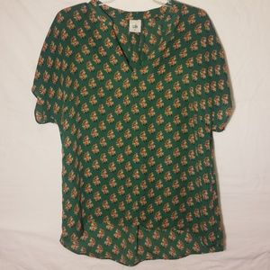 Cabi green print blouse
